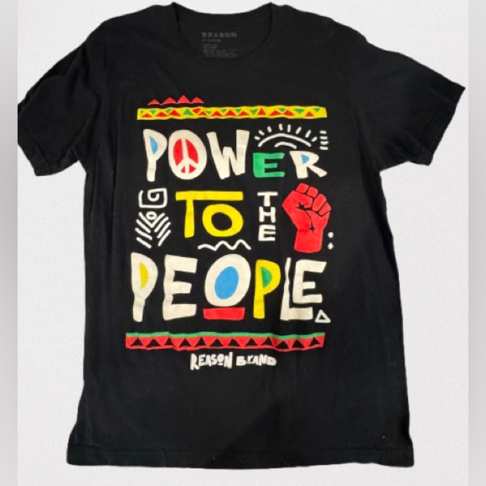 Reason Brand Black “power to the people” Graphic T-Shirt